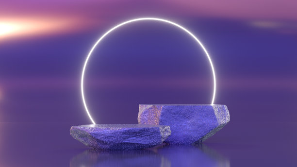 毛坯石混凝土平台、台座、展台、展示舞台，产品展示用霓虹灯图片下载