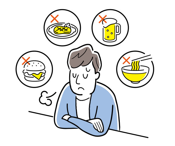 矢量插图材料:一个在节食时忍受一顿饭的人图片下载