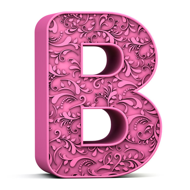 3d花字母B孤立在白色背景。3 d演示。图片下载