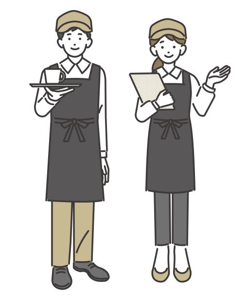 矢量插画咖啡馆，居酒屋，餐厅职员/餐厅/兼职图片下载