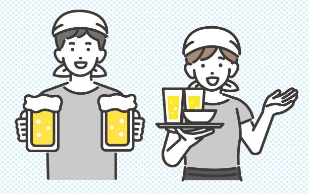 矢量插画咖啡馆，居酒屋，餐厅职员/餐厅/兼职图片下载