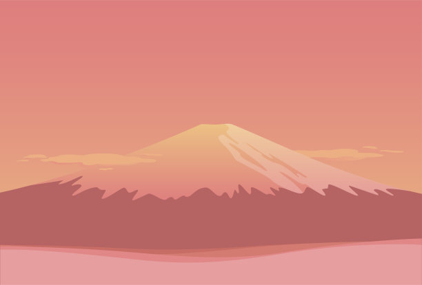 红色富士山的矢量图。图片下载