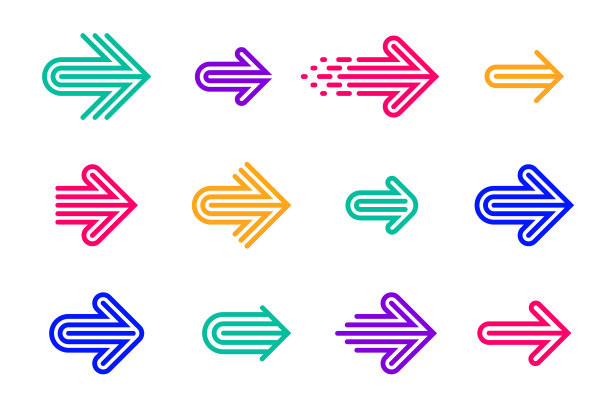 线性箭头标志设置的箭头集合图片下载