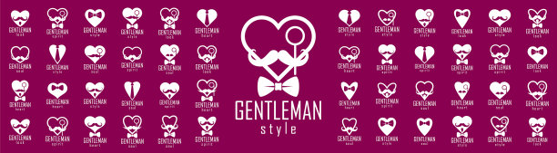 绅士心形图标或标志设置心形图片下载