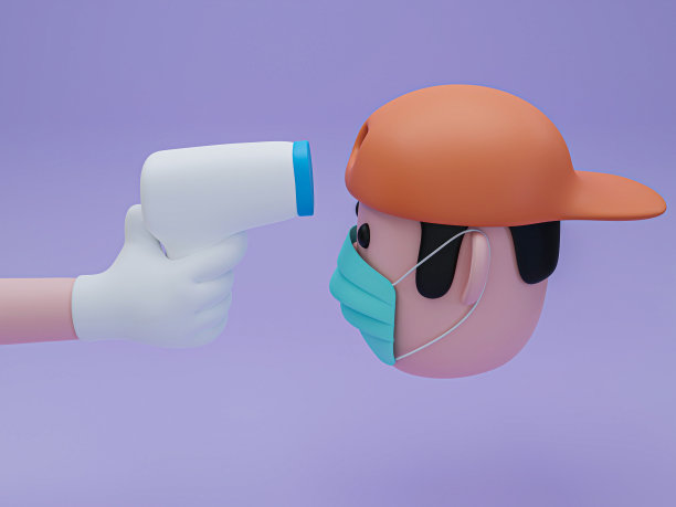 三维卡通温度测量。图片下载