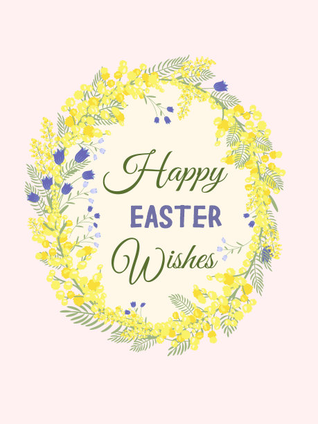 快乐的复活节背景花圈图片下载