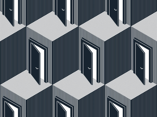 门无缝背景超现实3d立体图片下载