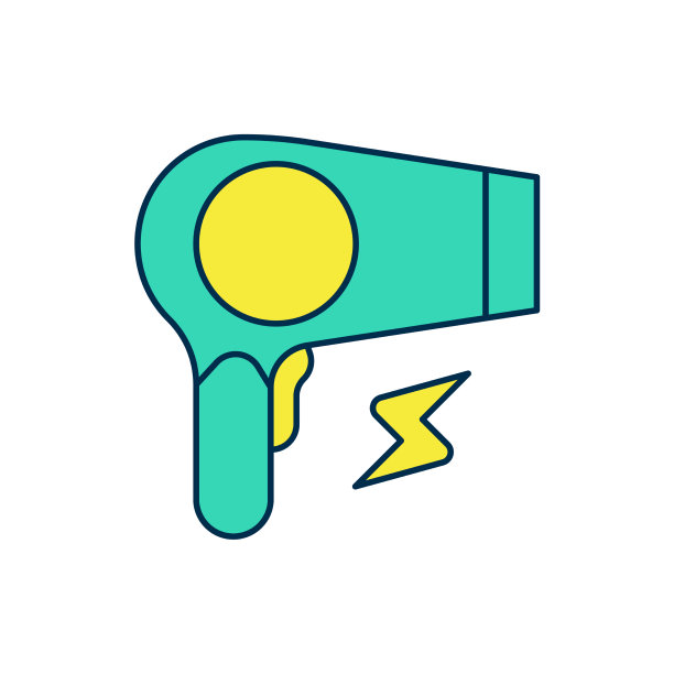 填充轮廓吹风机图标孤立在白色图片下载