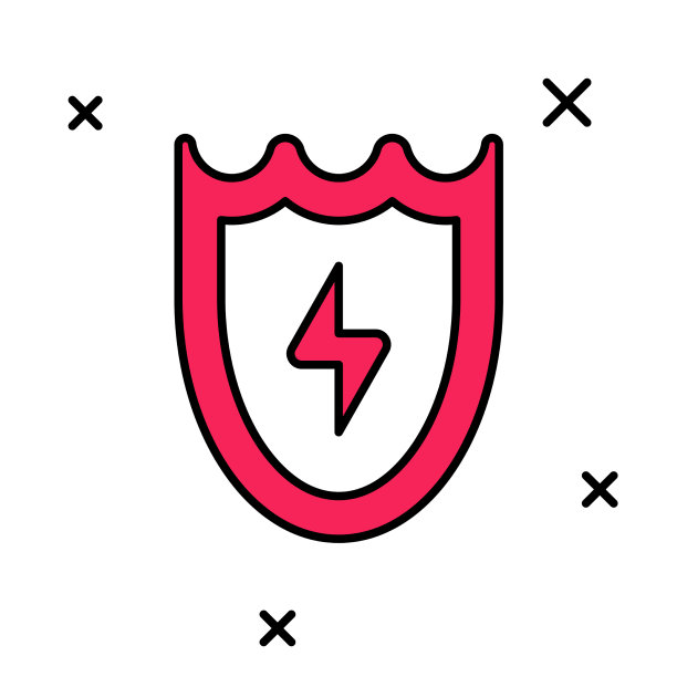 填充轮廓闪电和盾牌图标隔离图片下载