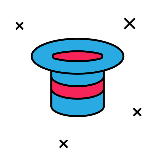 填充轮廓魔法帽子图标孤立在白色图片下载