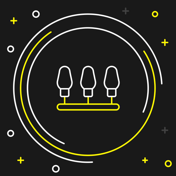 行圣诞灯图标孤立在黑色图片下载