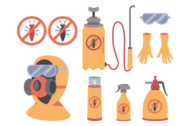 害虫控制元素矢量卡通设定孤立的白色背景。图片下载