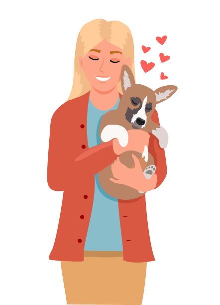 女孩抚摸着狗，年轻的女人拥抱着狗图片下载
