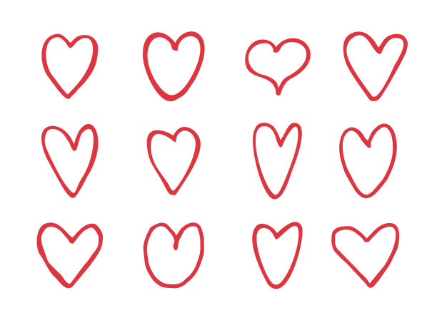 套手绘心手绘粗笔图片下载