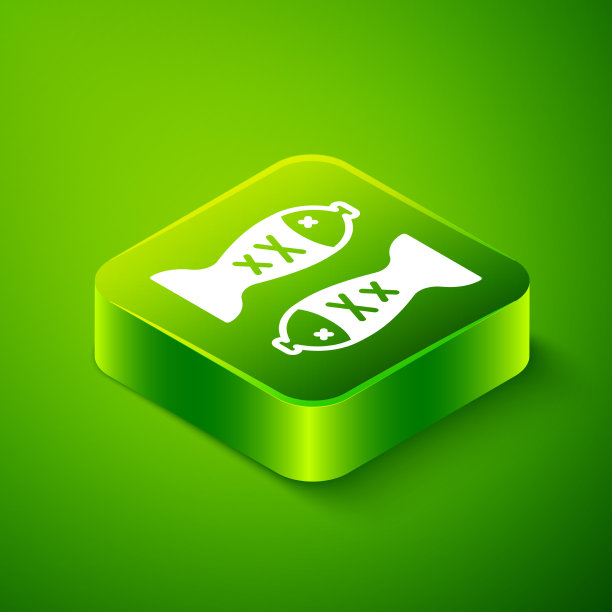 等距的盘子上的鱼图标孤立在图片下载