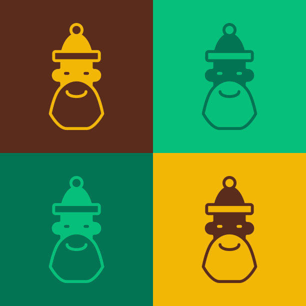 波普艺术圣诞老人的帽子和胡子图标孤立上图片下载