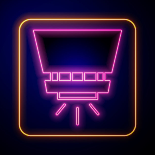 发光的霓虹灯消防喷水灭火系统图标孤立图片下载