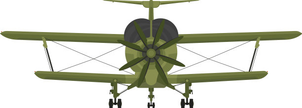 双翼飞机在飞行前视图图片下载