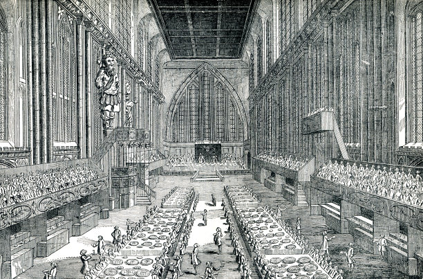 皇家宴会在伦敦市政厅举行，为皇家活动做准备图片下载