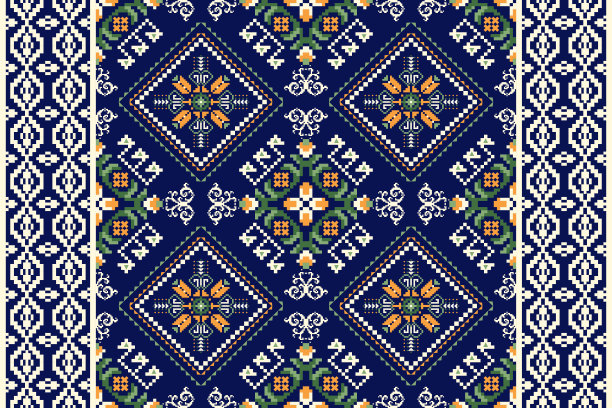 漂亮的针织刺绣无缝图案。图片下载