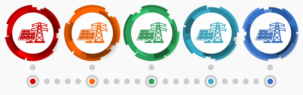 太阳能电池板，清洁能源，电力概念矢量图标集，平面设计指针，信息图表模板图片下载