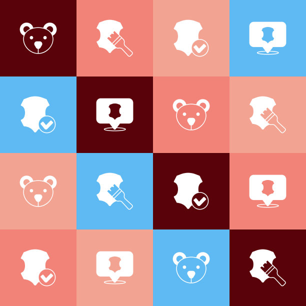 设置波普艺术泰迪熊毛绒玩具皮革和图片下载