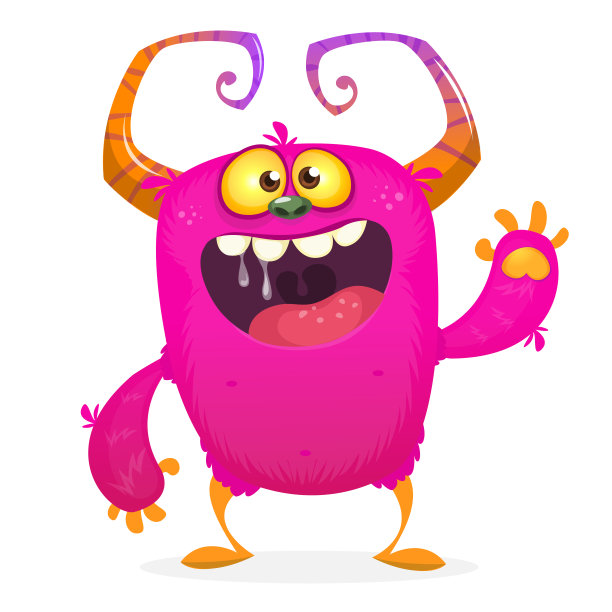 有趣的卡通微笑怪物生物。万圣节插画的快乐外星人性格。向量孤立图片下载