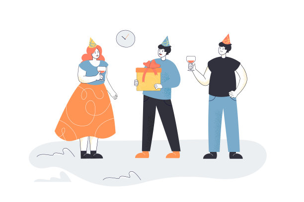 快乐的朋友或同事庆祝女性生日图片下载