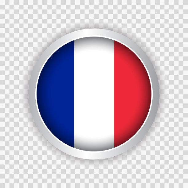 法国国旗上的圆形按钮上透明图片下载