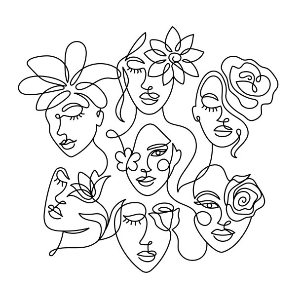 一张拿着花的抽象女人的脸图片下载