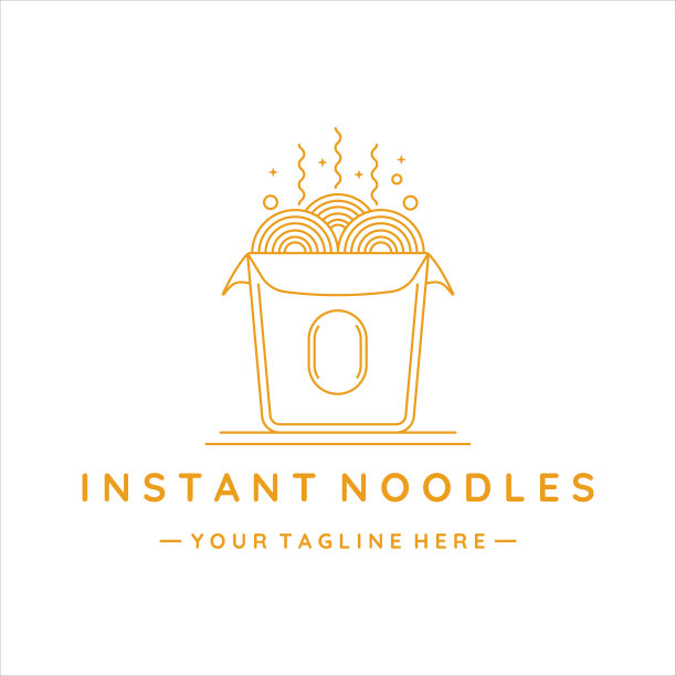 面或拉面即时标志线条艺术矢量简单极简模板图标设计。象征公司或商业概念食品图片下载