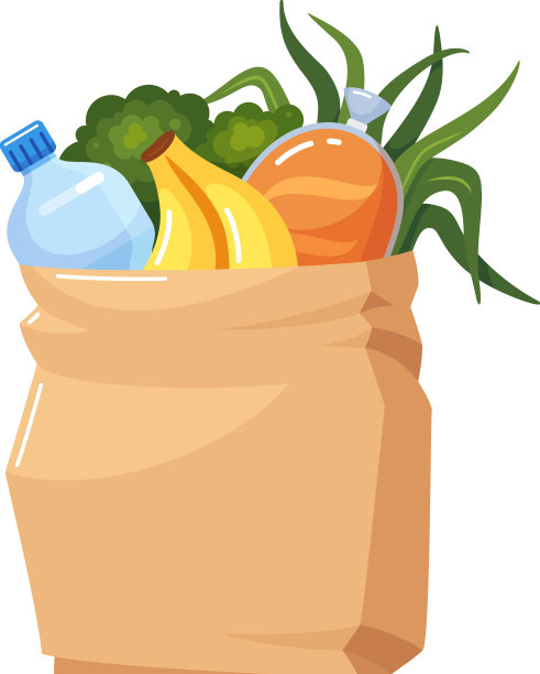 杂货店的纸袋里装满了新鲜的食物和饮料图片下载