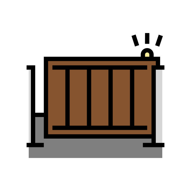 自动栅栏门彩色图标矢量插图图片下载