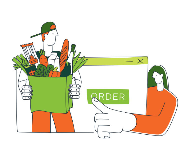 杂货快递配送网上商店订单的背景图案。图片下载