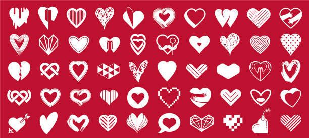 心有很多不同的形状和概念图片下载