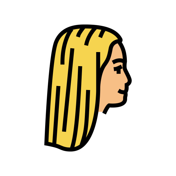 优雅的青少年发型颜色图标矢量插图图片下载