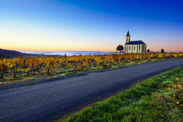 日出时分的博若莱风景图片下载