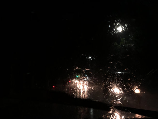 晚上下雨时的车窗照片图片下载