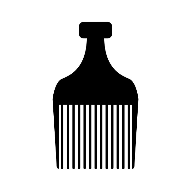 非洲式发型波峰图标。用于梳理和定型非洲式头发的梳子的黑色轮廓。矢量插图孤立在白色背景的设计和网页。图片下载