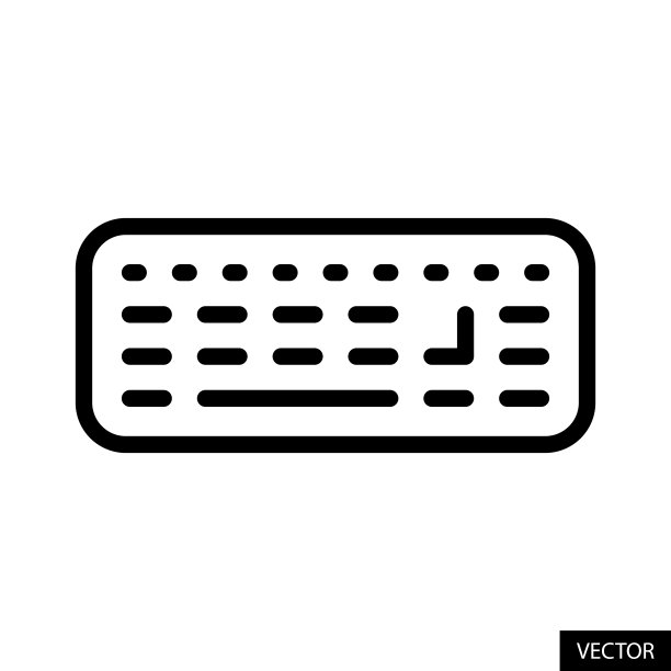 电脑键盘或无线键盘矢量图标在线条风格设计的网站设计，应用程序，UI，孤立在白色背景。可编辑的中风。EPS 10矢量插图。图片下载
