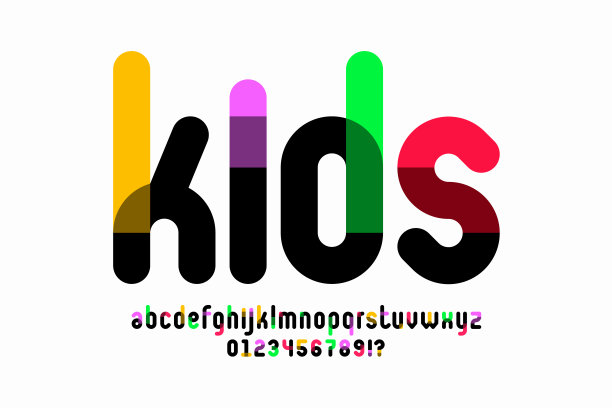 儿童风格的彩色字体设计图片下载