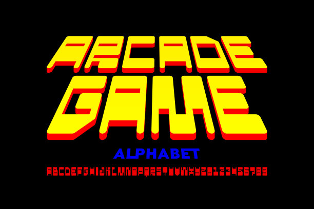 街机游戏复古风格的字体设计图片下载