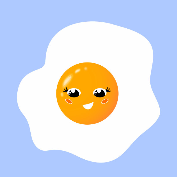 快乐的煎蛋。矢量插图的一个可爱的人物与大眼睛和一个微笑。健康的早餐。卡通平的风格。宝贝蛋的概念图片下载