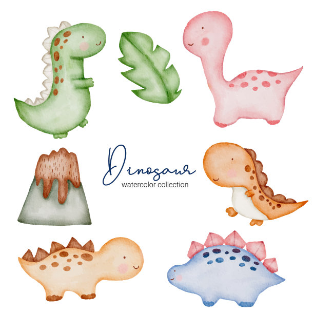 一套美丽的独立部分的衣服，婴儿项目和玩具在水彩图片下载