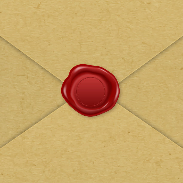 3d现实复古信件邮票蜡封图片下载