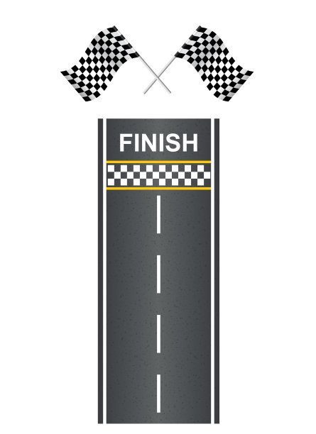赛车赛道与终点线和旗帜俯视图。跑道上有旗子和终点线。道路设计模板在平坦风格的背景。矢量卡丁车比赛计划。抽象概念图形元素图片下载