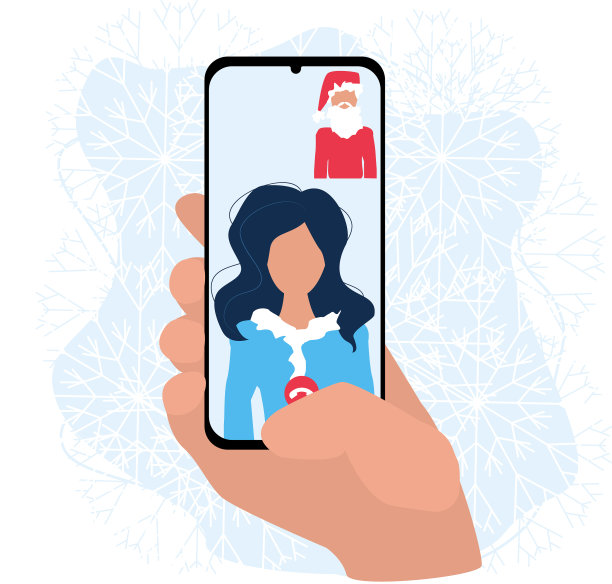 圣诞老人通过视频电话祝福圣诞快乐图片下载