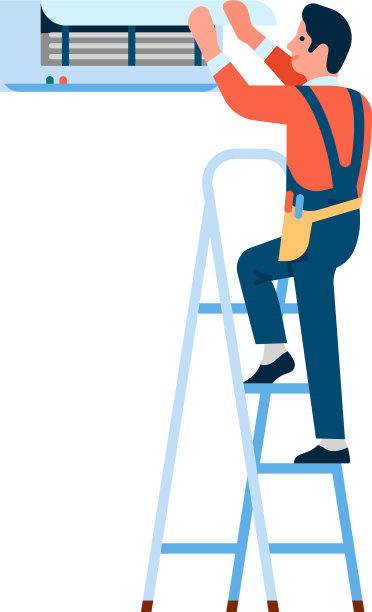 修理空调的工人正在清洗图片下载