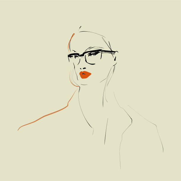 戴眼镜的年轻女子肖像。图片下载