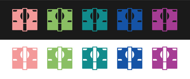 设置堆栈纸币现金图标孤立在黑色图片下载